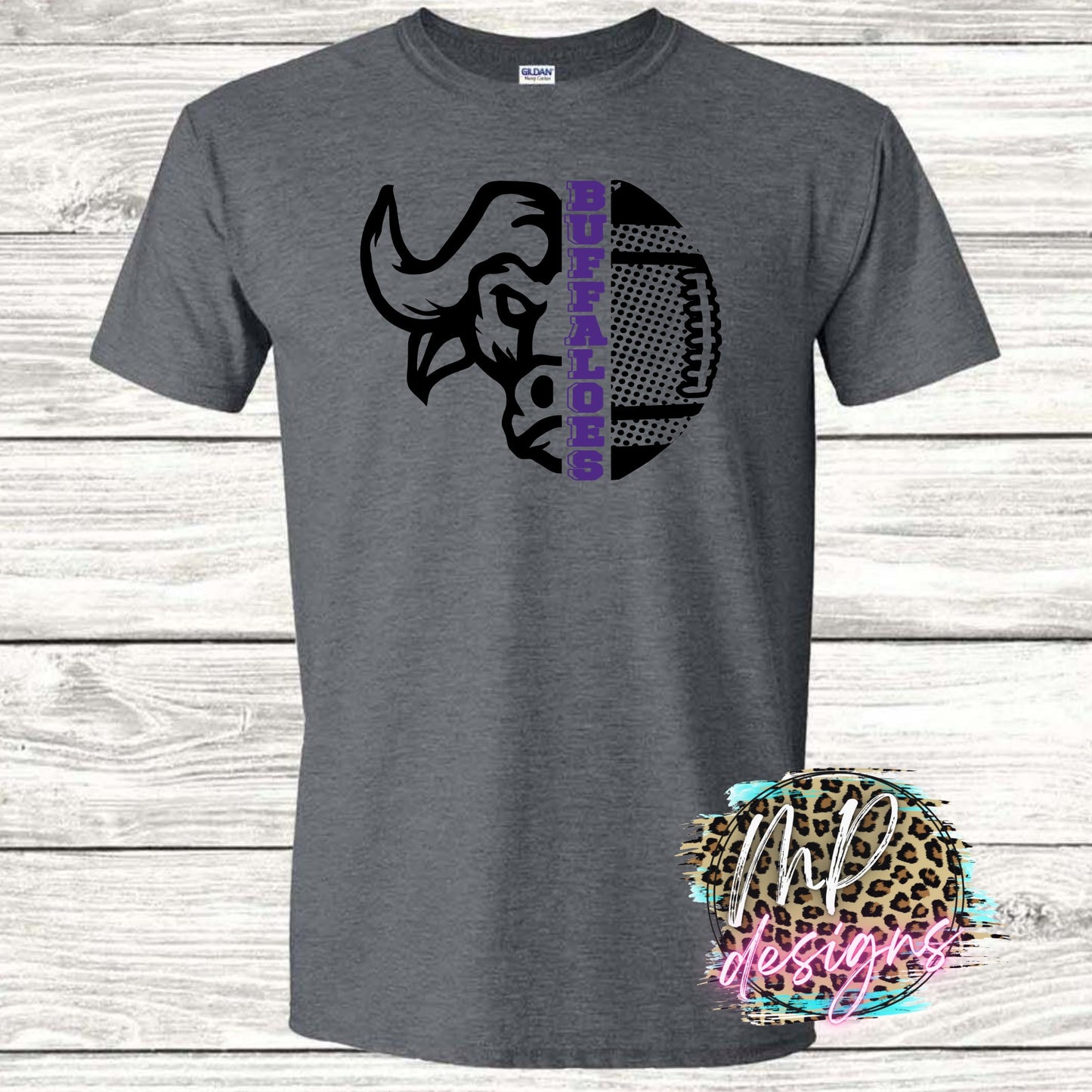BUFFALOES MASCOT FOOTBALL PURPLE T-SHIRT