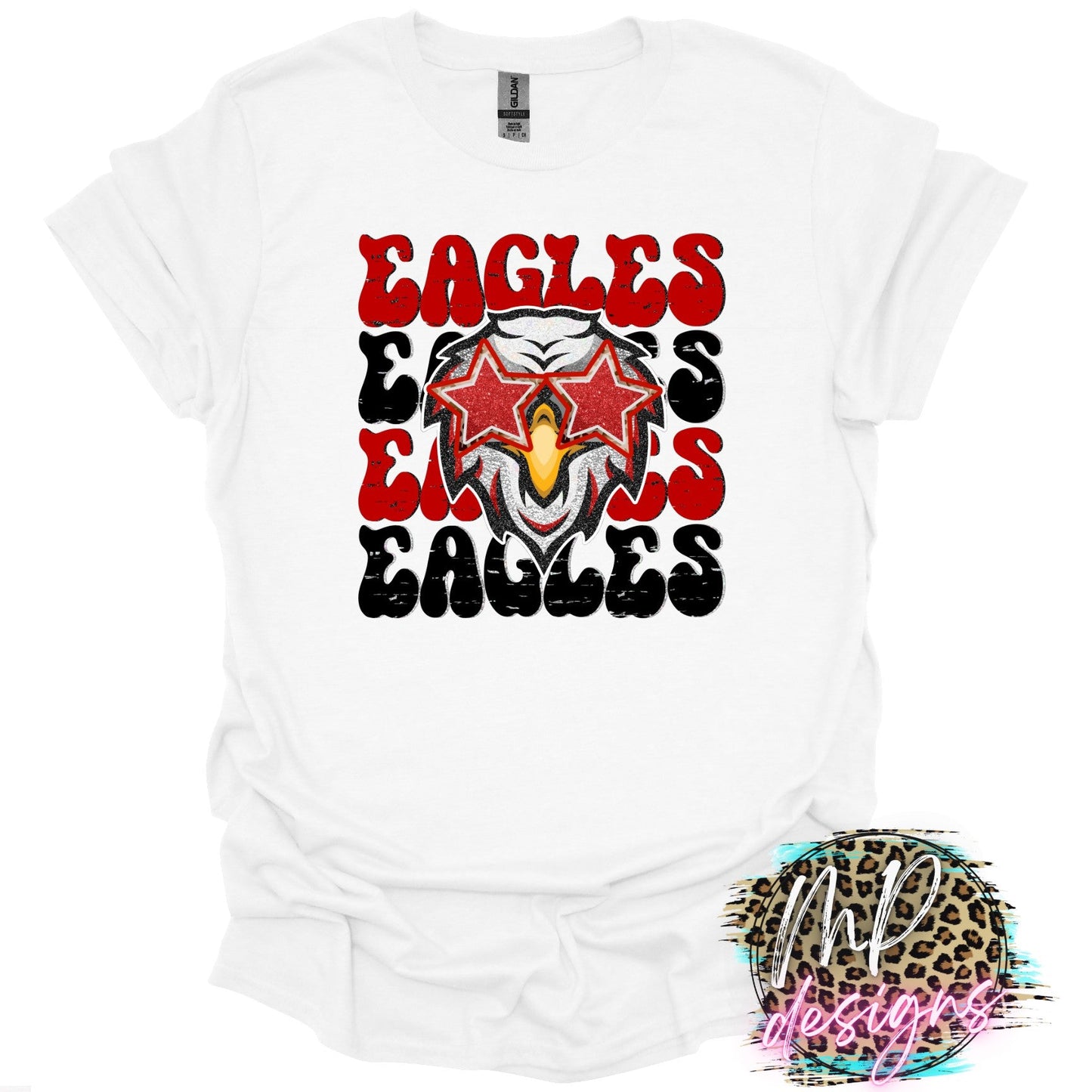 EAGLES PREPPY MASCOT RED T-SHIRT