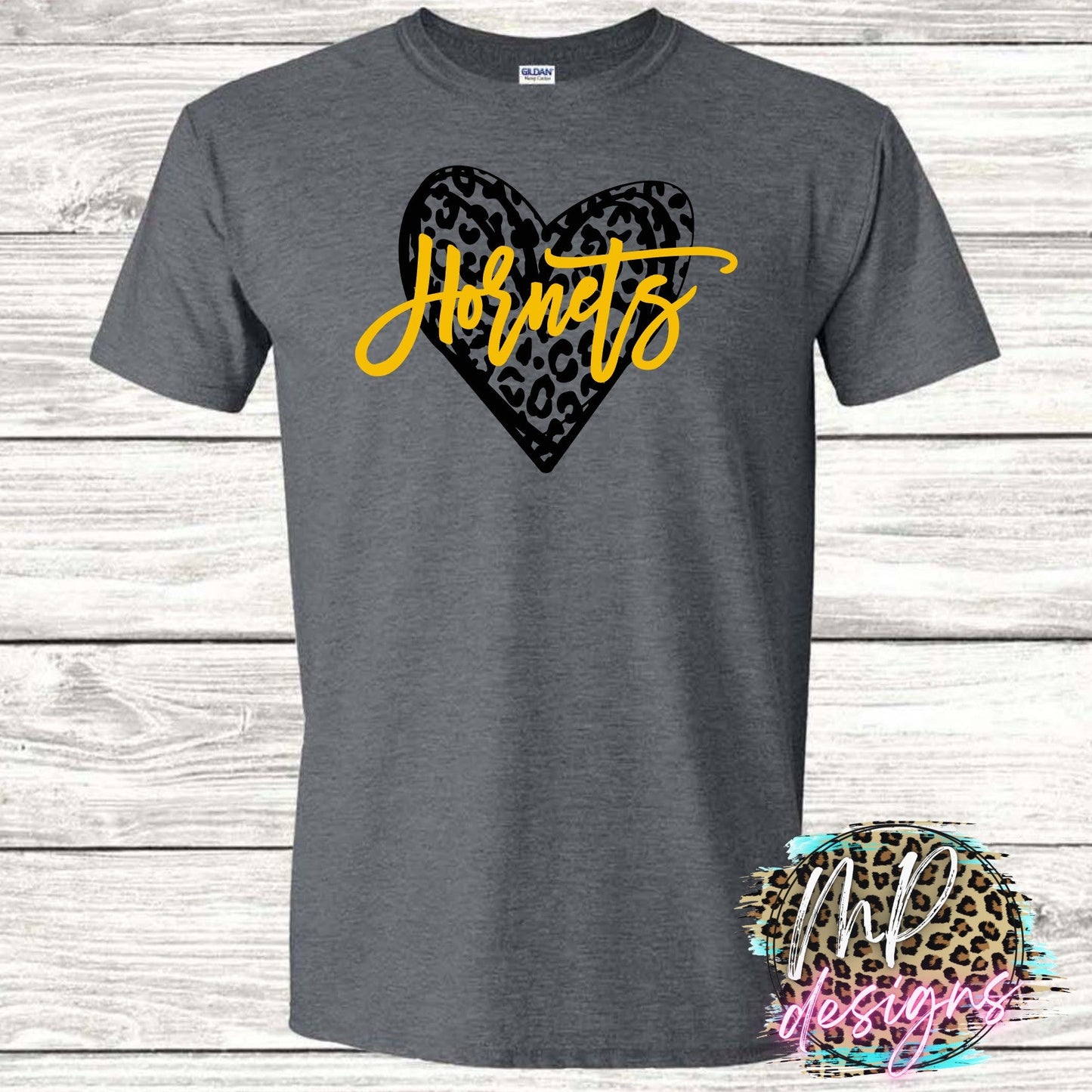 HORNETS LEOPARD HEART GOLD T-SHIRT