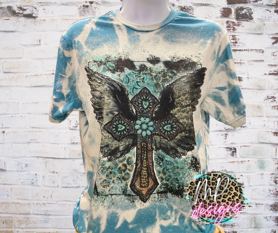 CROSS WINGS BLEACHED T-SHIRT