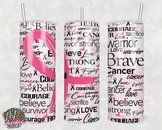 BREAST CANCER AWARENESS WRAP 20oz TUMBLER
