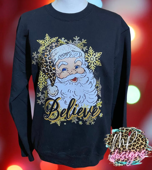 SANTA LEOPARD GOLD SWEATSHIRT