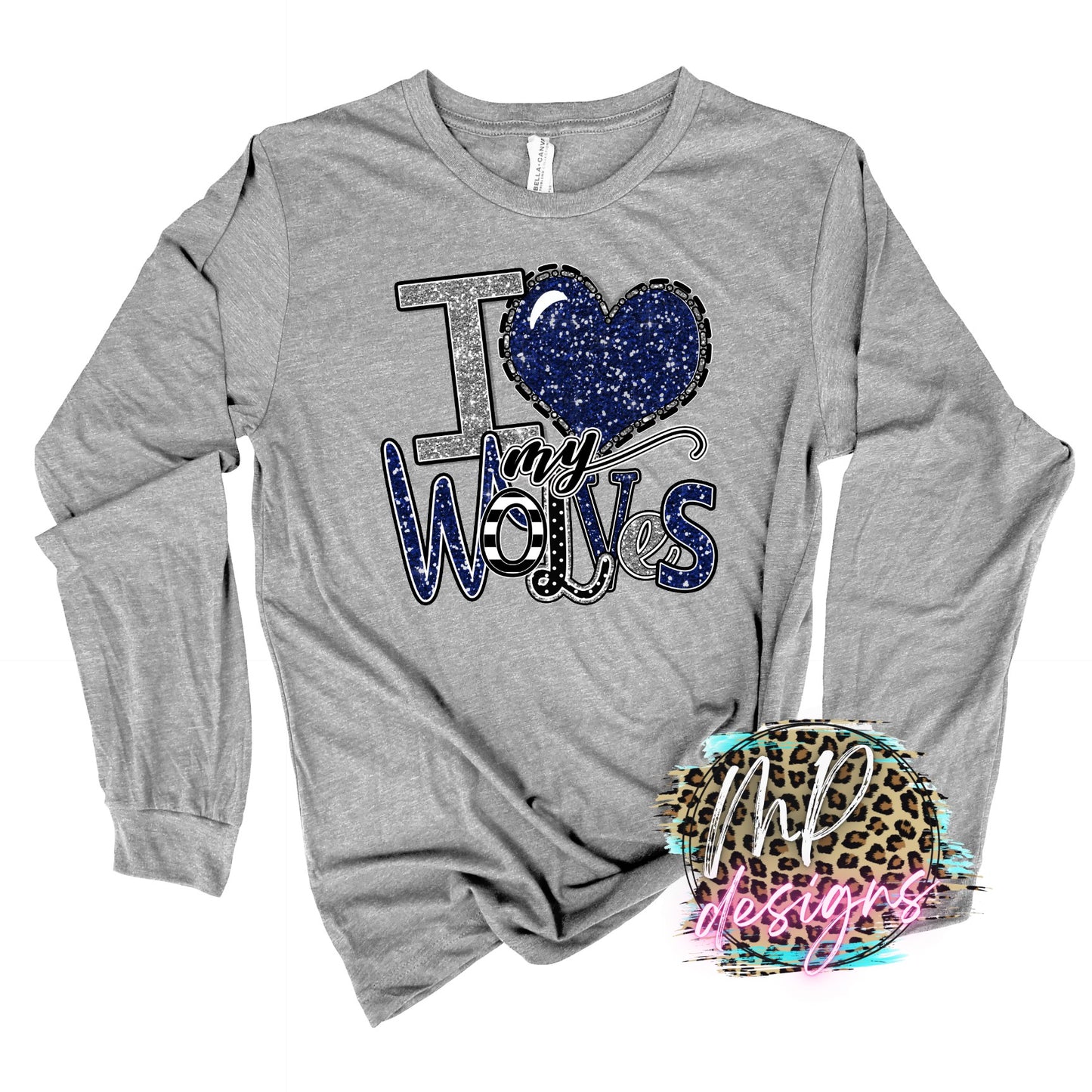 I LOVE MY WOLVES NAVY LONG SLEEVE/SWEATSHIRT