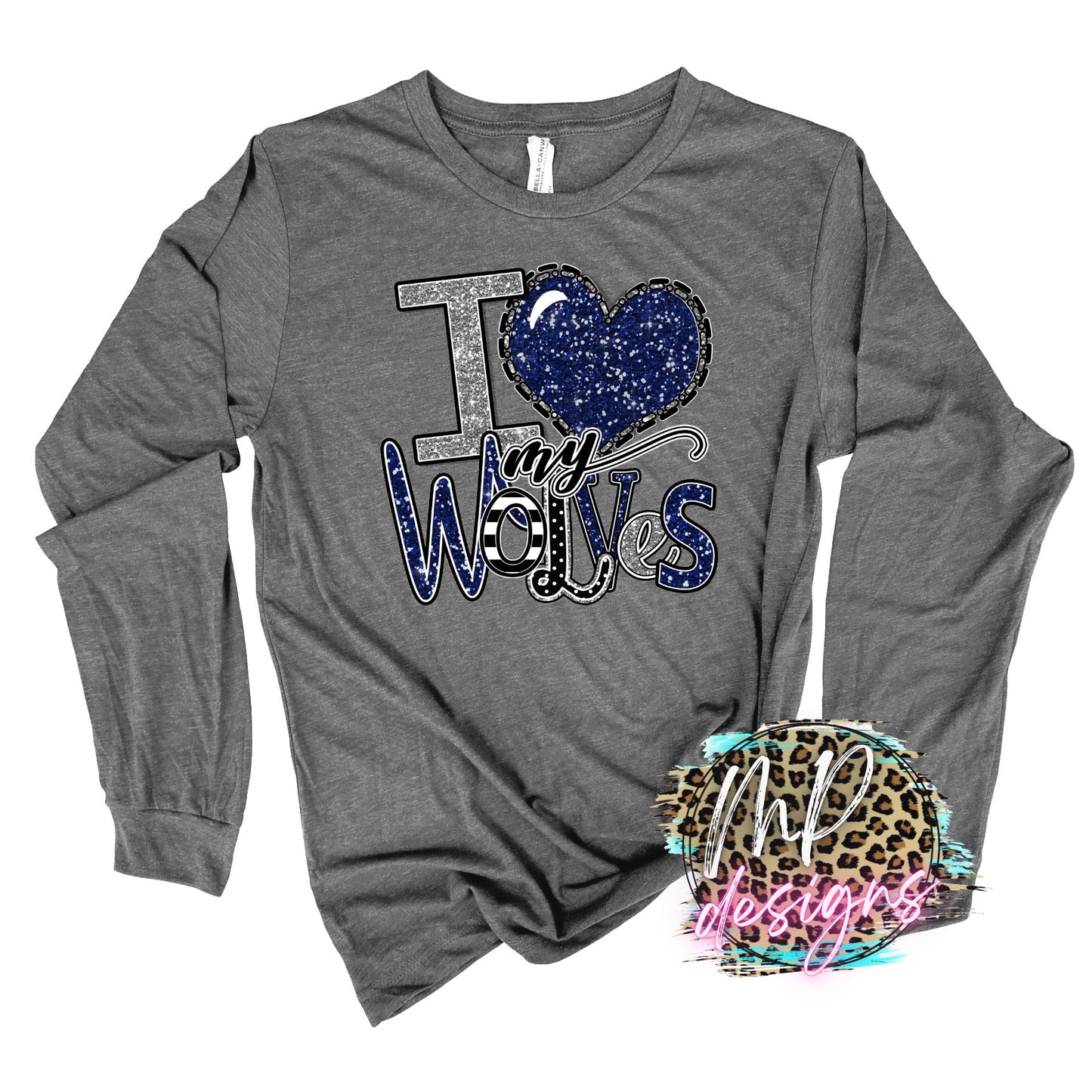 I LOVE MY WOLVES NAVY LONG SLEEVE/SWEATSHIRT