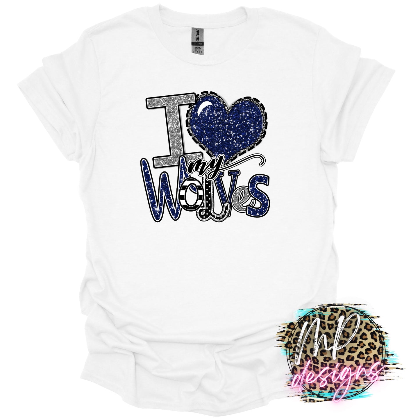 I LOVE MY WOLVES NAVY T-SHIRT