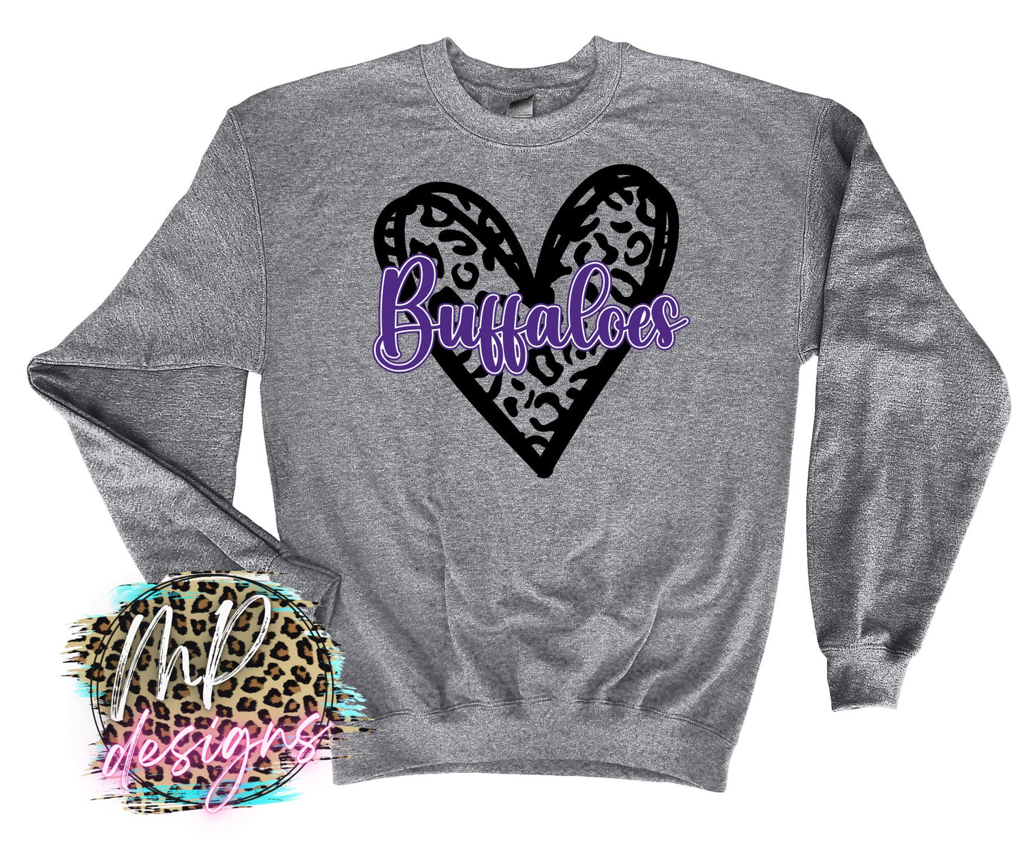 BUFFALOES LEOPARD HEART PURPLE LONG SLEEVE/SWEATSHIRT