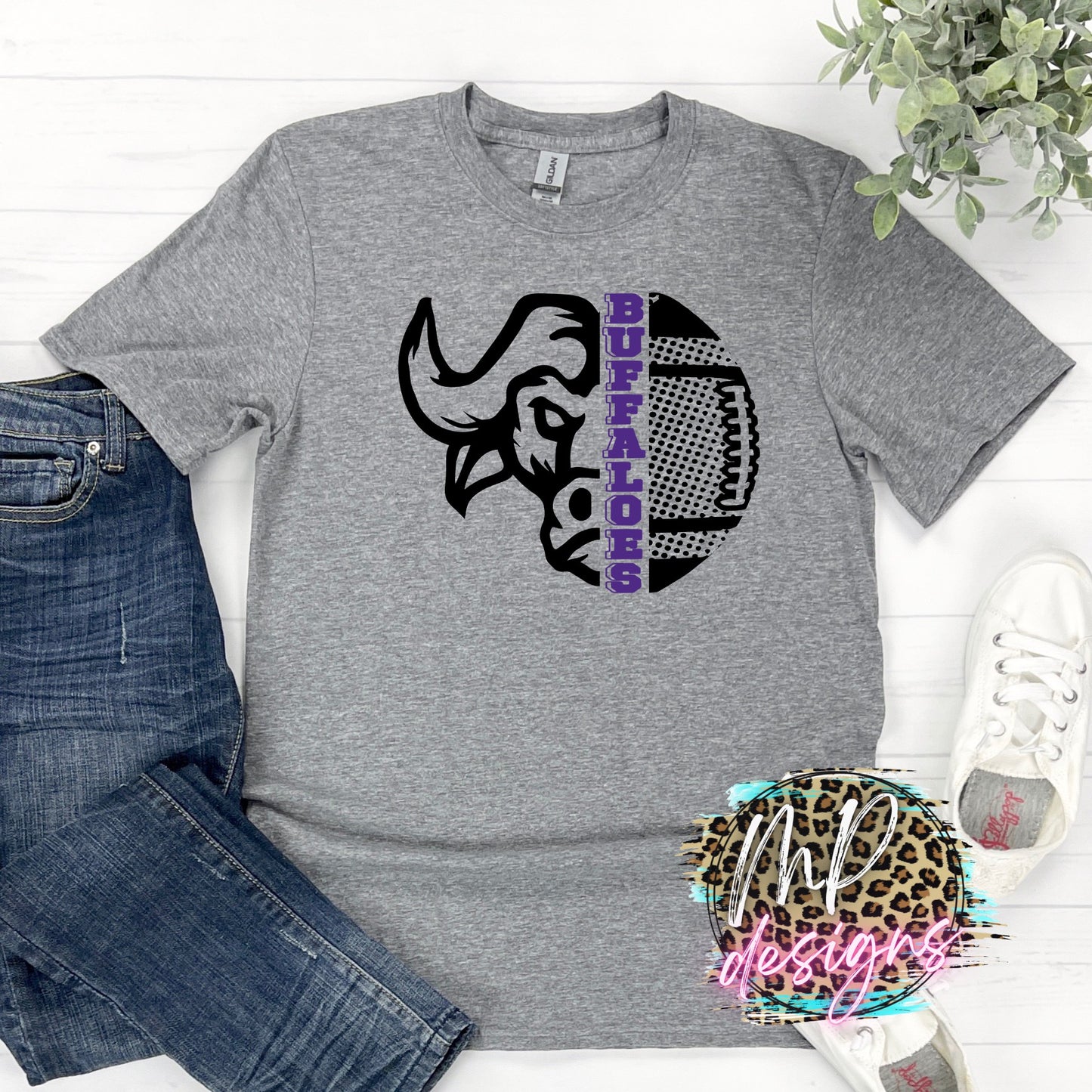 BUFFALOES MASCOT FOOTBALL PURPLE T-SHIRT