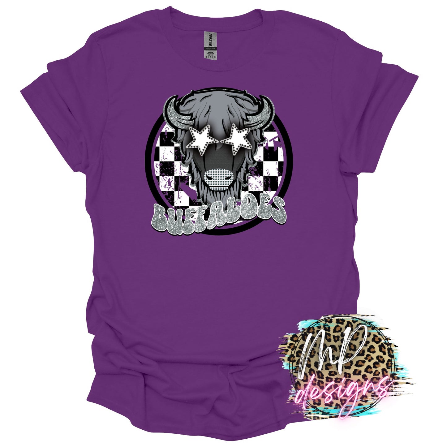 BUFFALOES PREPPY MASCOT PURPLE T-SHIRT