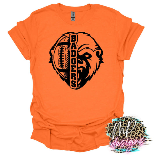 BADGERS MASCOT FOOTBALL ORANGE T-SHIRT