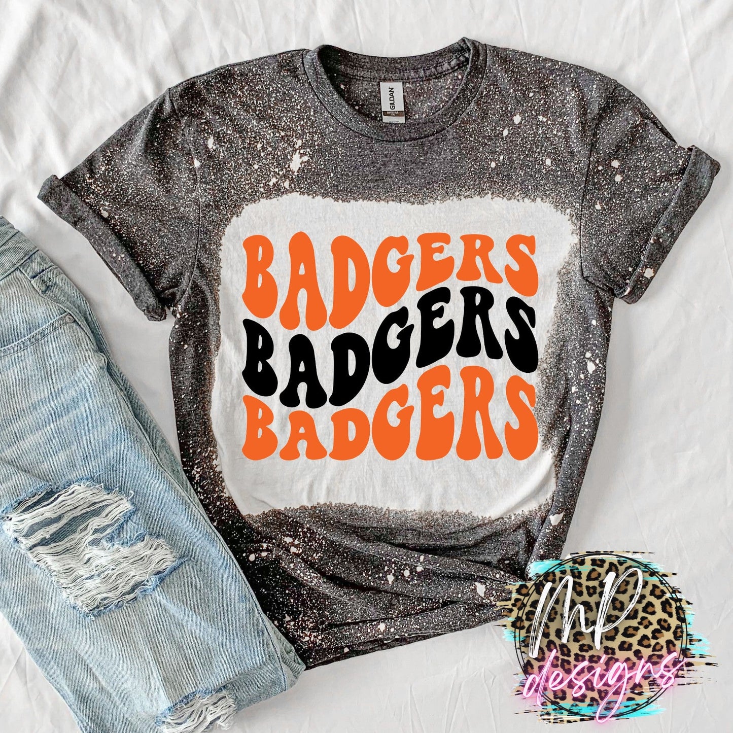 BADGERS WAVY RETRO ORANGE T-SHIRT