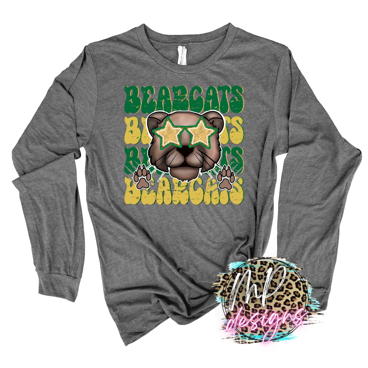 BEARCATS PREPPY MASCOT STACKED LONG SLEEVE/SWEATSHIRT
