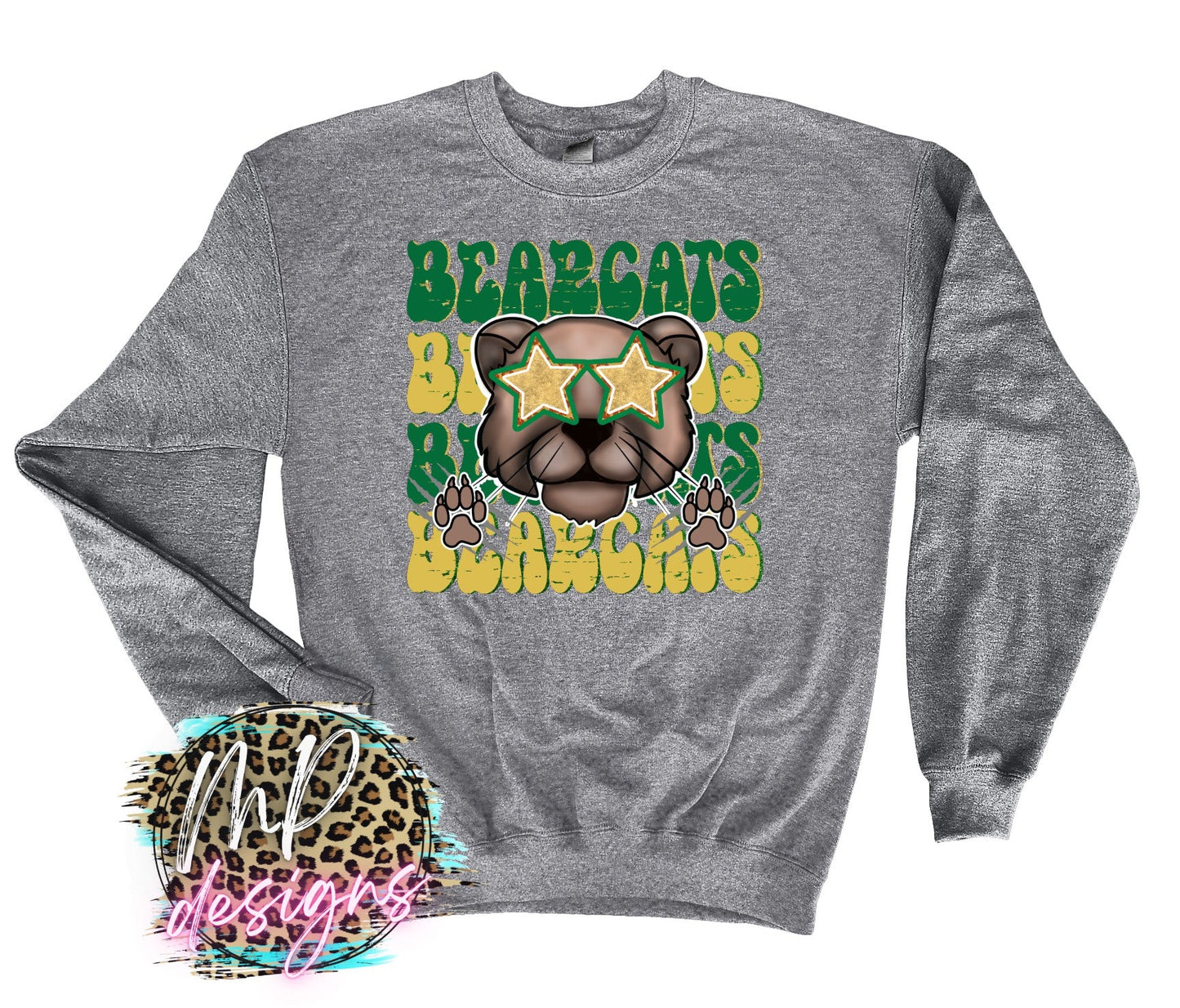 BEARCATS PREPPY MASCOT STACKED LONG SLEEVE/SWEATSHIRT