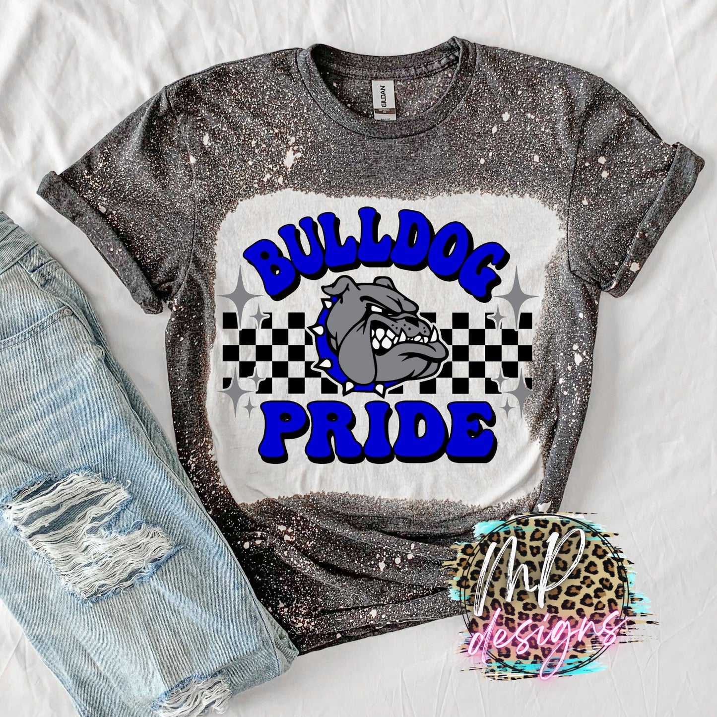 BULLDOG PRIDE CHECKERED ROYAL T-SHIRT