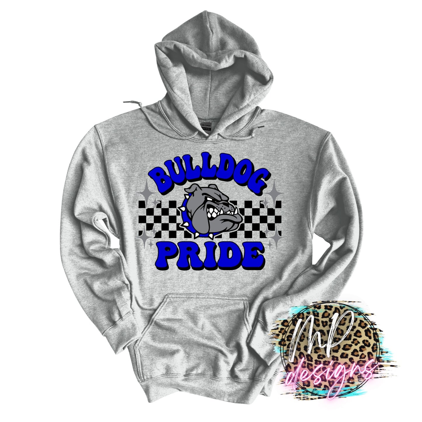 BULLDOG PRIDE CHECKERED ROYAL LONG SLEEVE/SWEATSHIRT