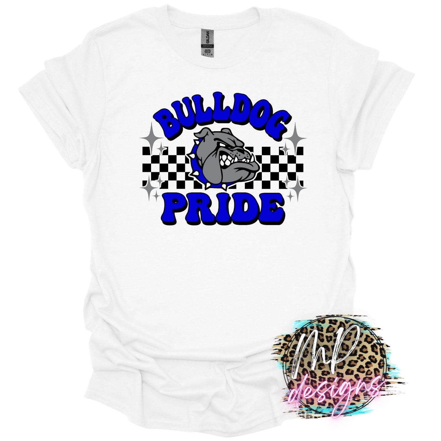 BULLDOG PRIDE CHECKERED ROYAL T-SHIRT