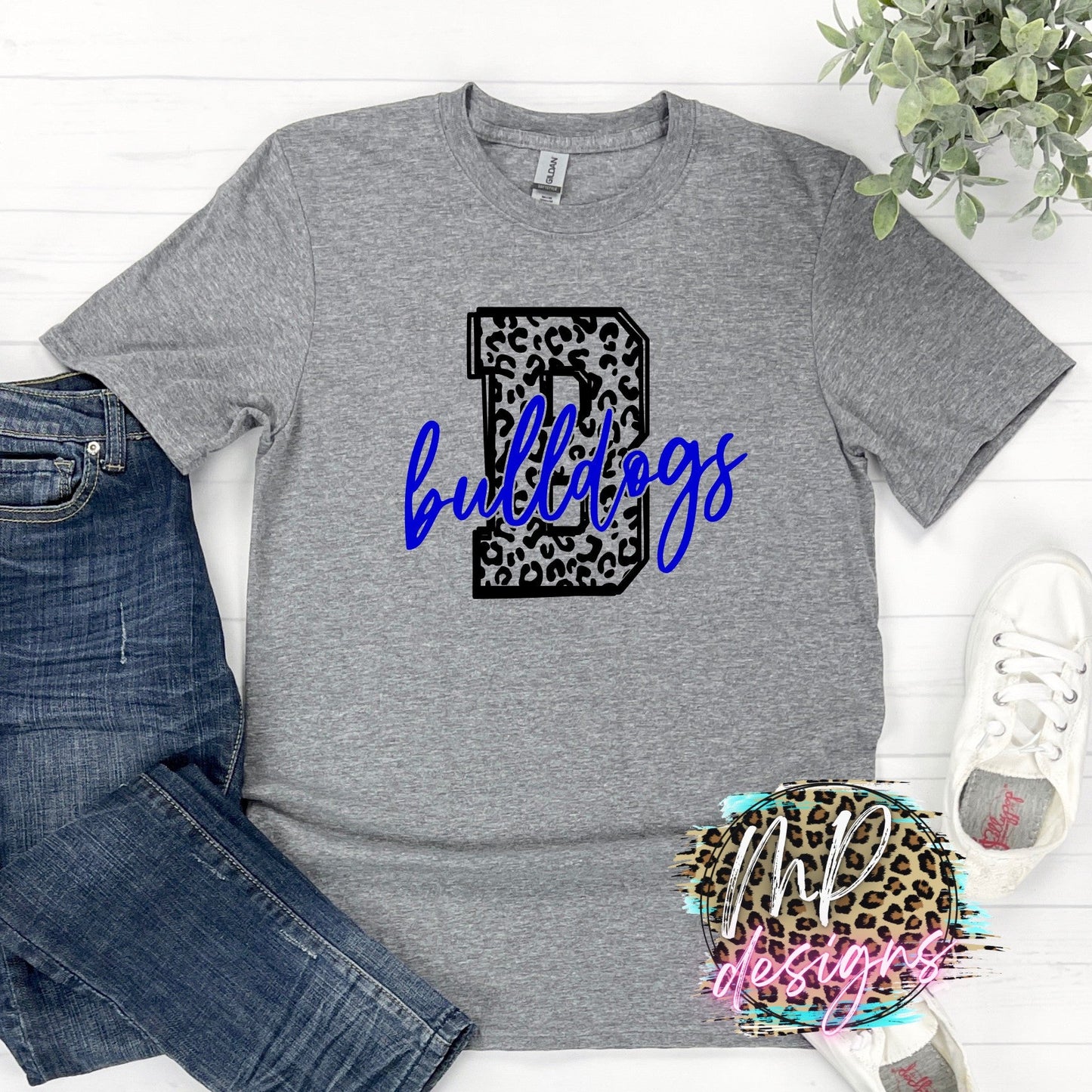 BULLDOGS B LEOPARD ROYAL T-SHIRT