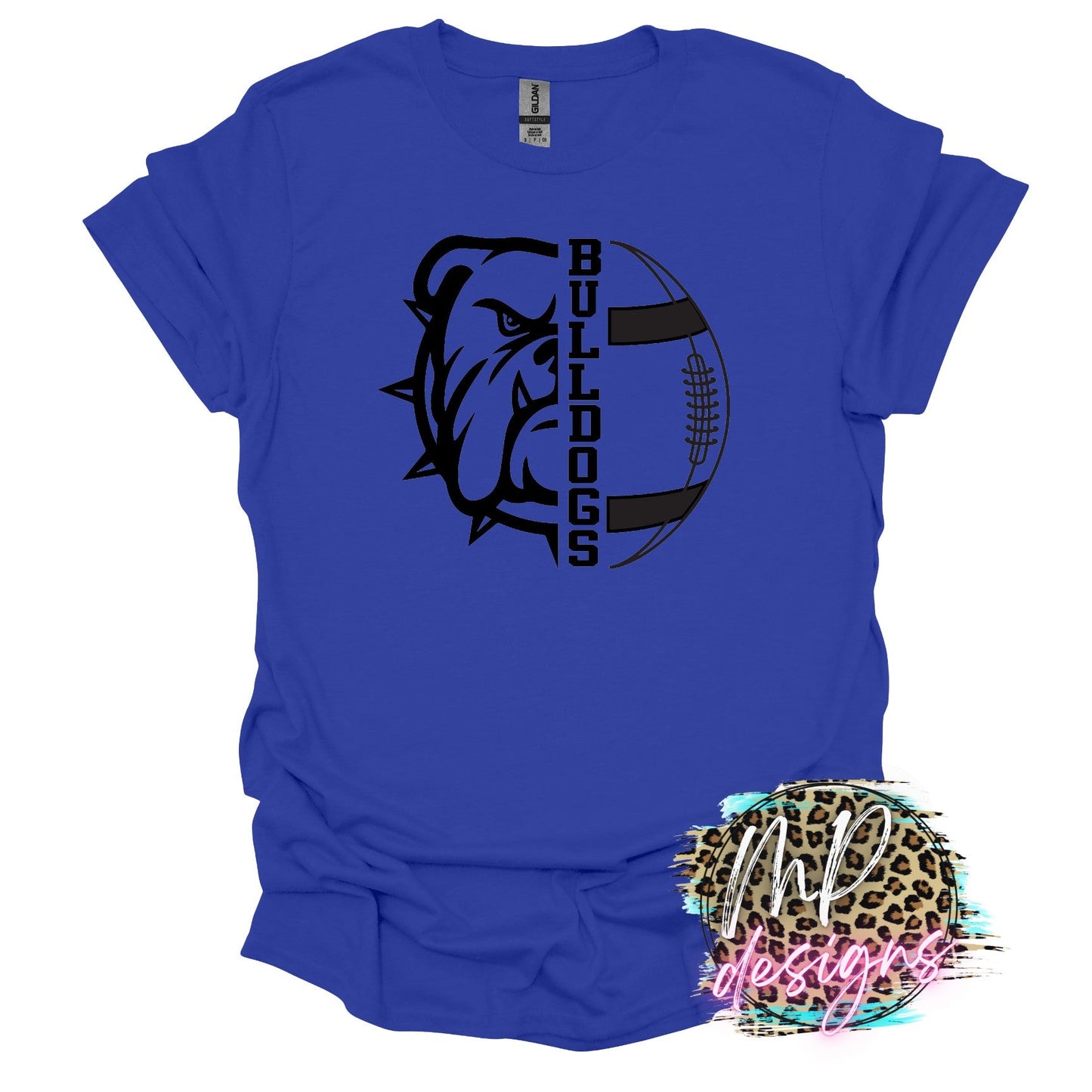 BULLDOGS MASCOT FOOTBALL ROYAL T-SHIRT
