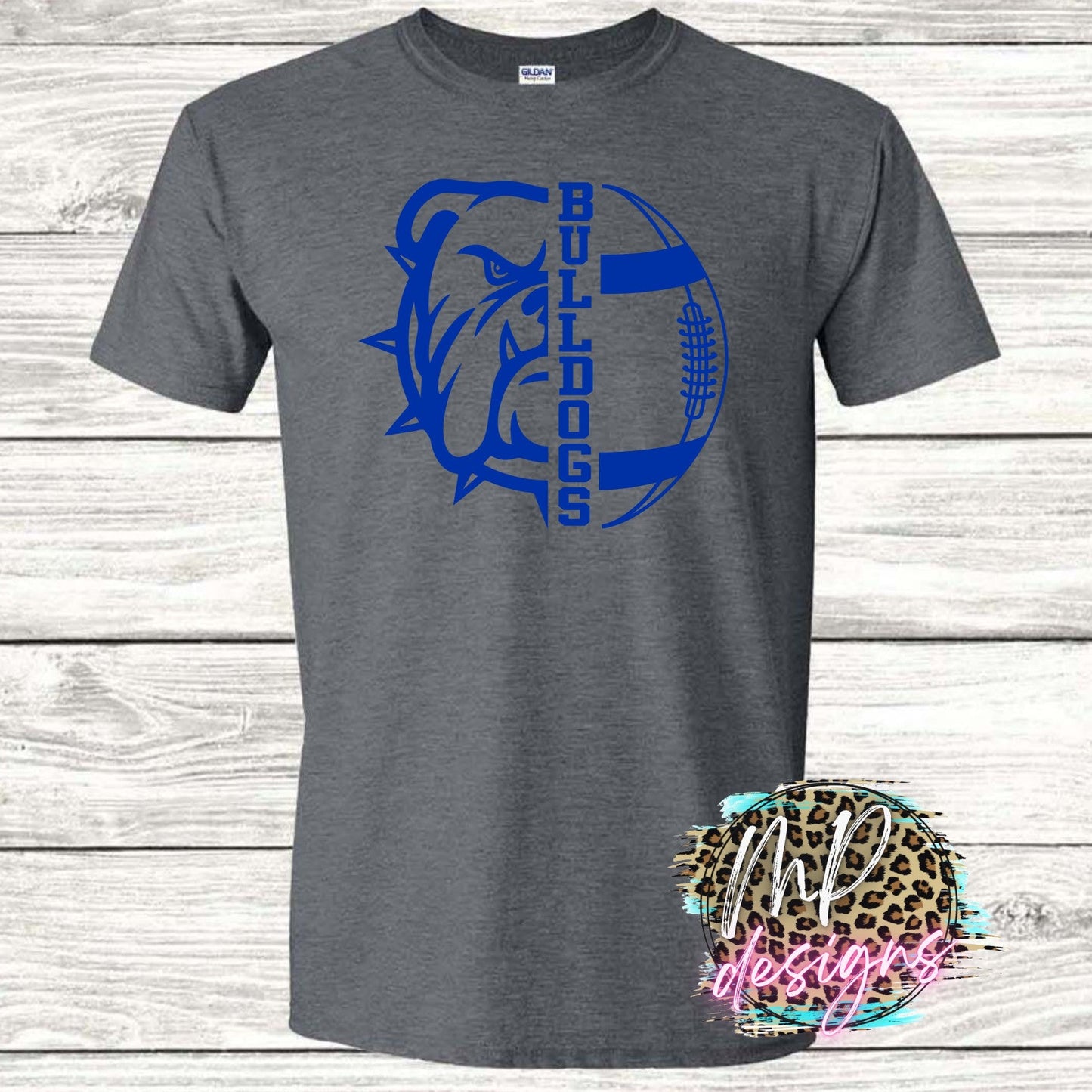 BULLDOGS MASCOT FOOTBALL ROYAL T-SHIRT