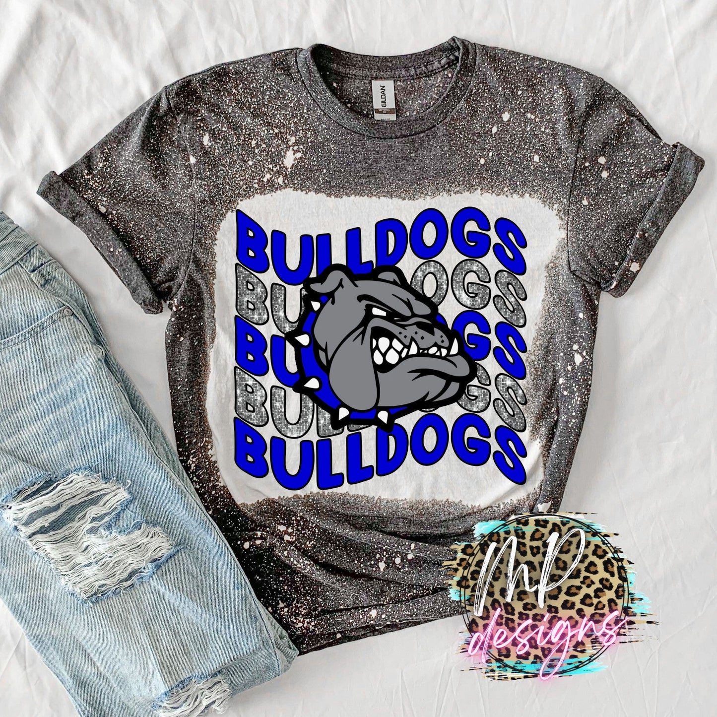 BULLDOGS WAVY GLITTER ROYAL T-SHIRT