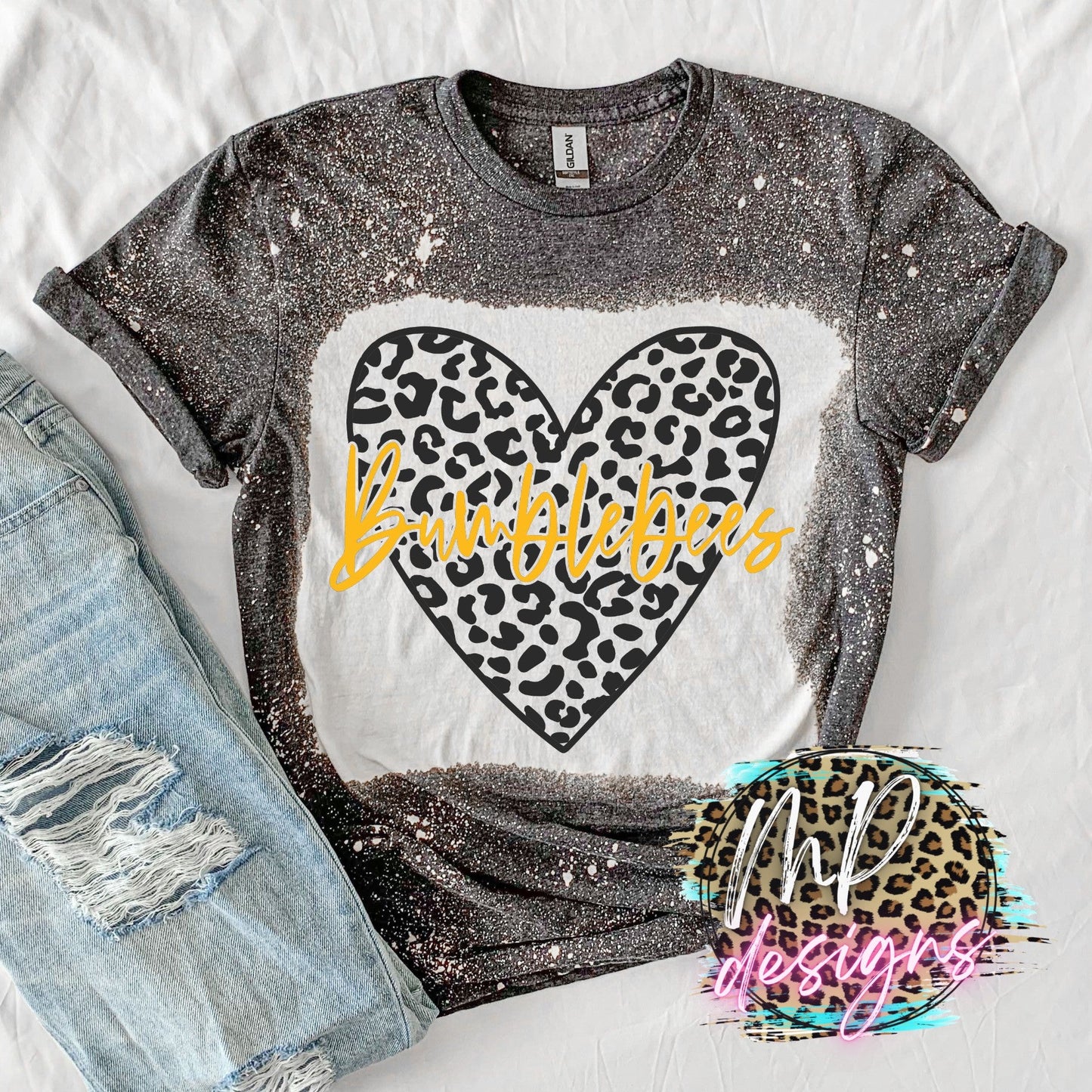 BUMBLEBEES LEOPARD HEART T-SHIRT