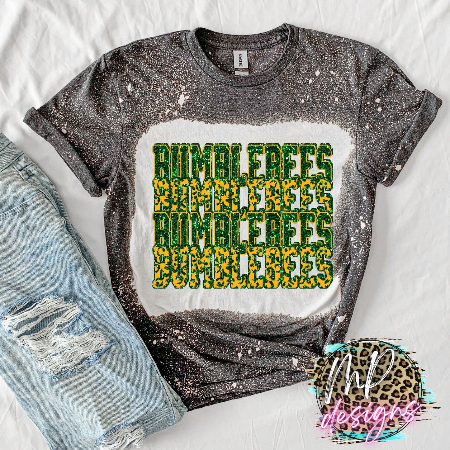 BUMBLEBEES STACKED GLITTER T-SHIRT