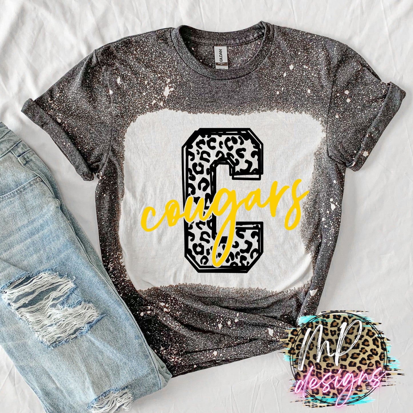 COUGARS C LEOPARD YELLOW T-SHIRT