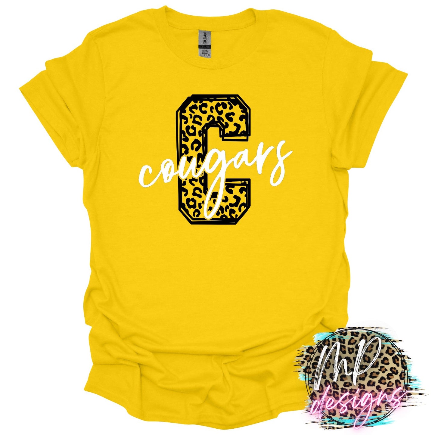COUGARS C LEOPARD YELLOW T-SHIRT