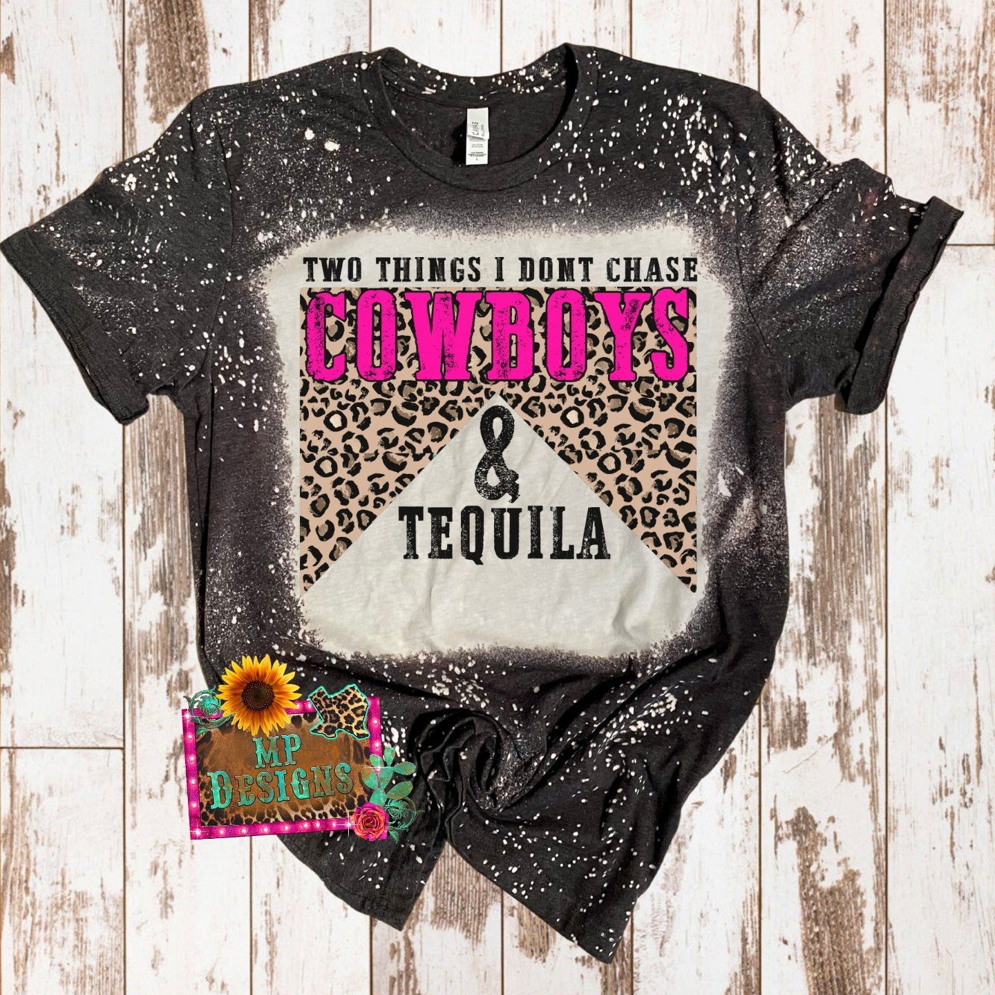 COWBOYS AND TEQUILA BLEACHED T-SHIRT