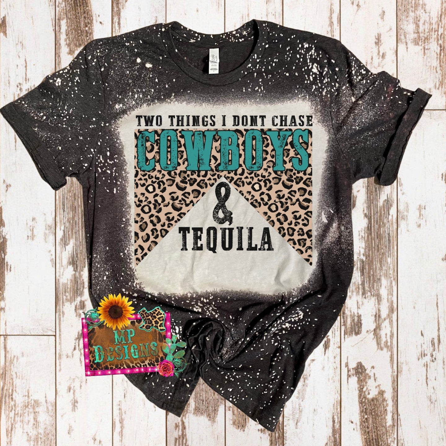 COWBOYS AND TEQUILA BLEACHED T-SHIRT