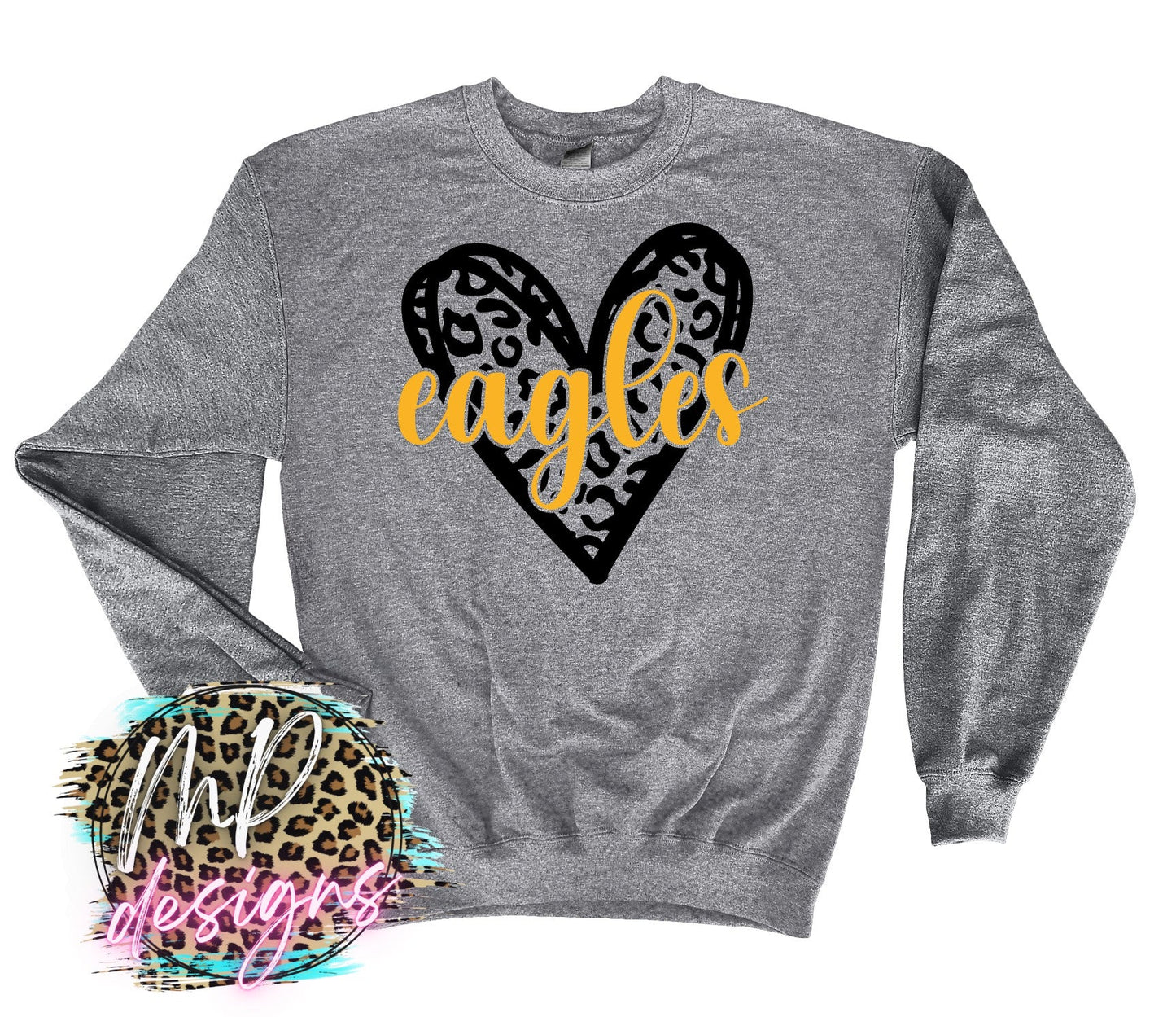 EAGLES LEOPARD HEART GOLD LONG SLEEVE/SWEATSHIRT