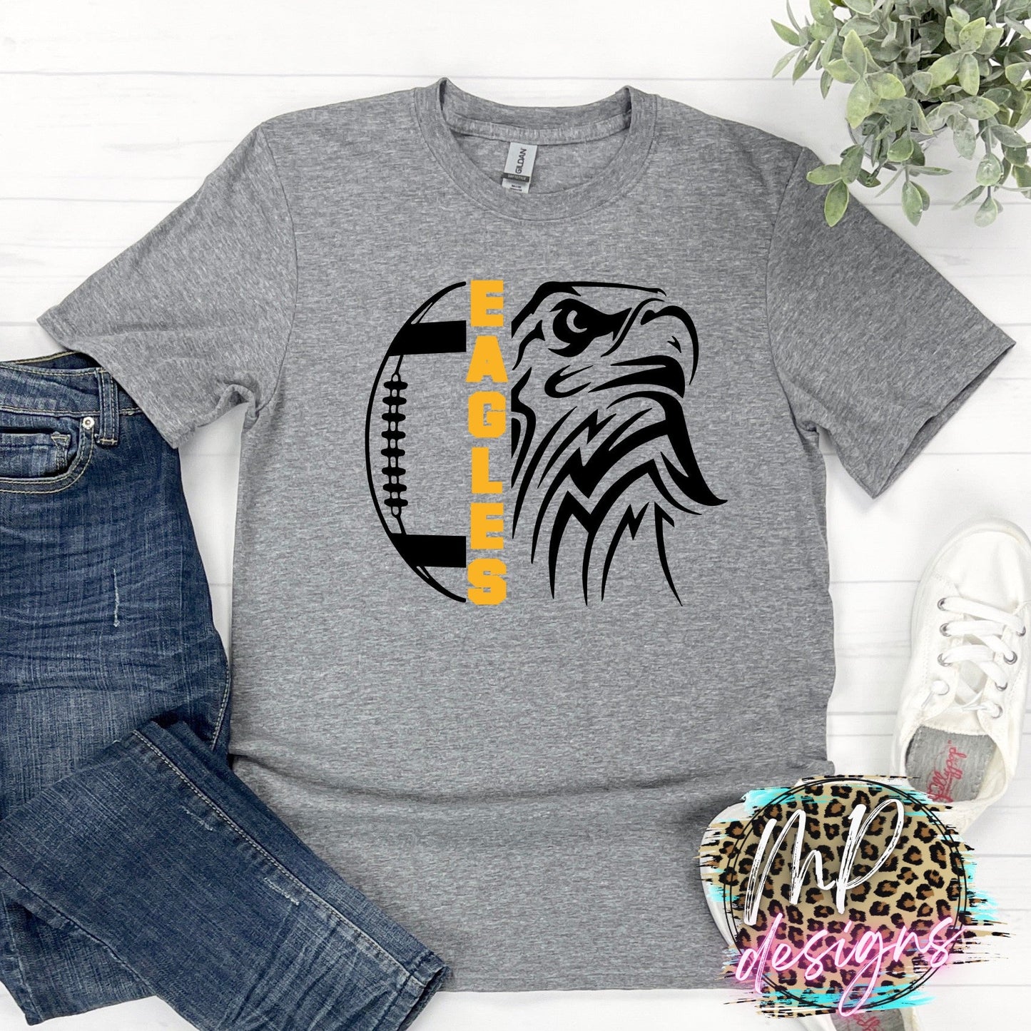 EAGLES MASCOT FOOTBALL GOLD T-SHIRT