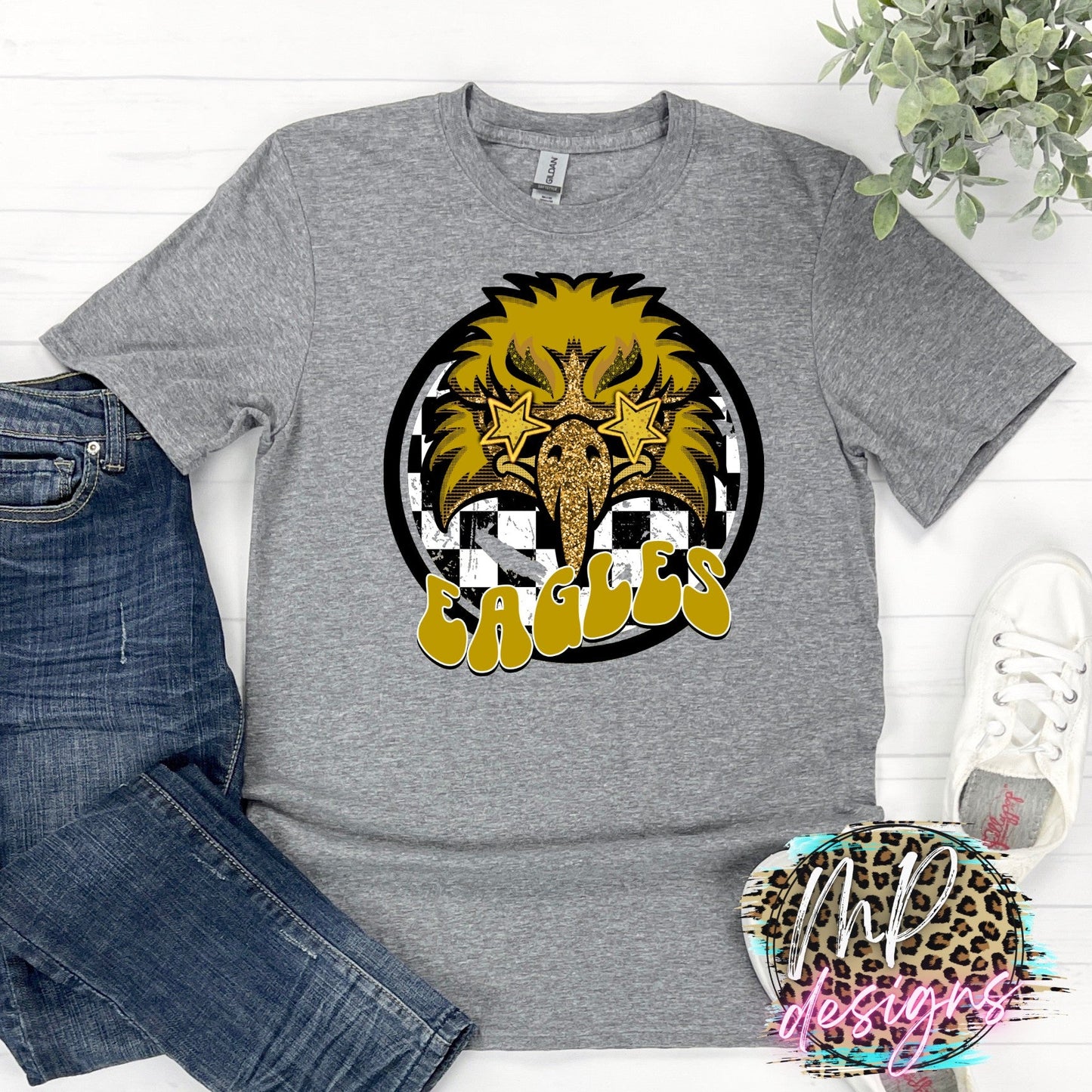 EAGLES PREPPY MASCOT GOLD T-SHIRT