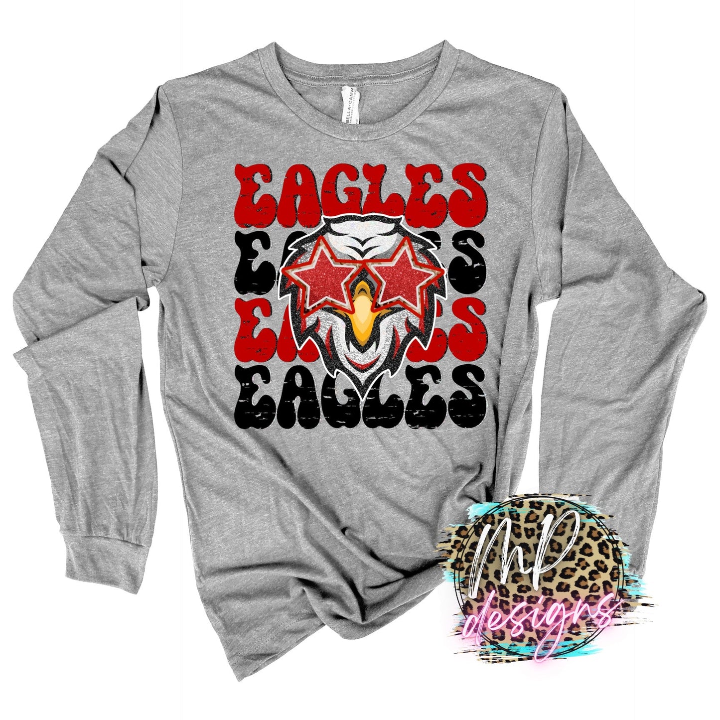 EAGLES PREPPY MASCOT RED LONG SLEEVE/SWEATSHIRT