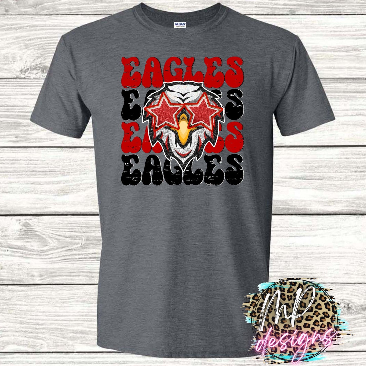 EAGLES PREPPY MASCOT RED T-SHIRT