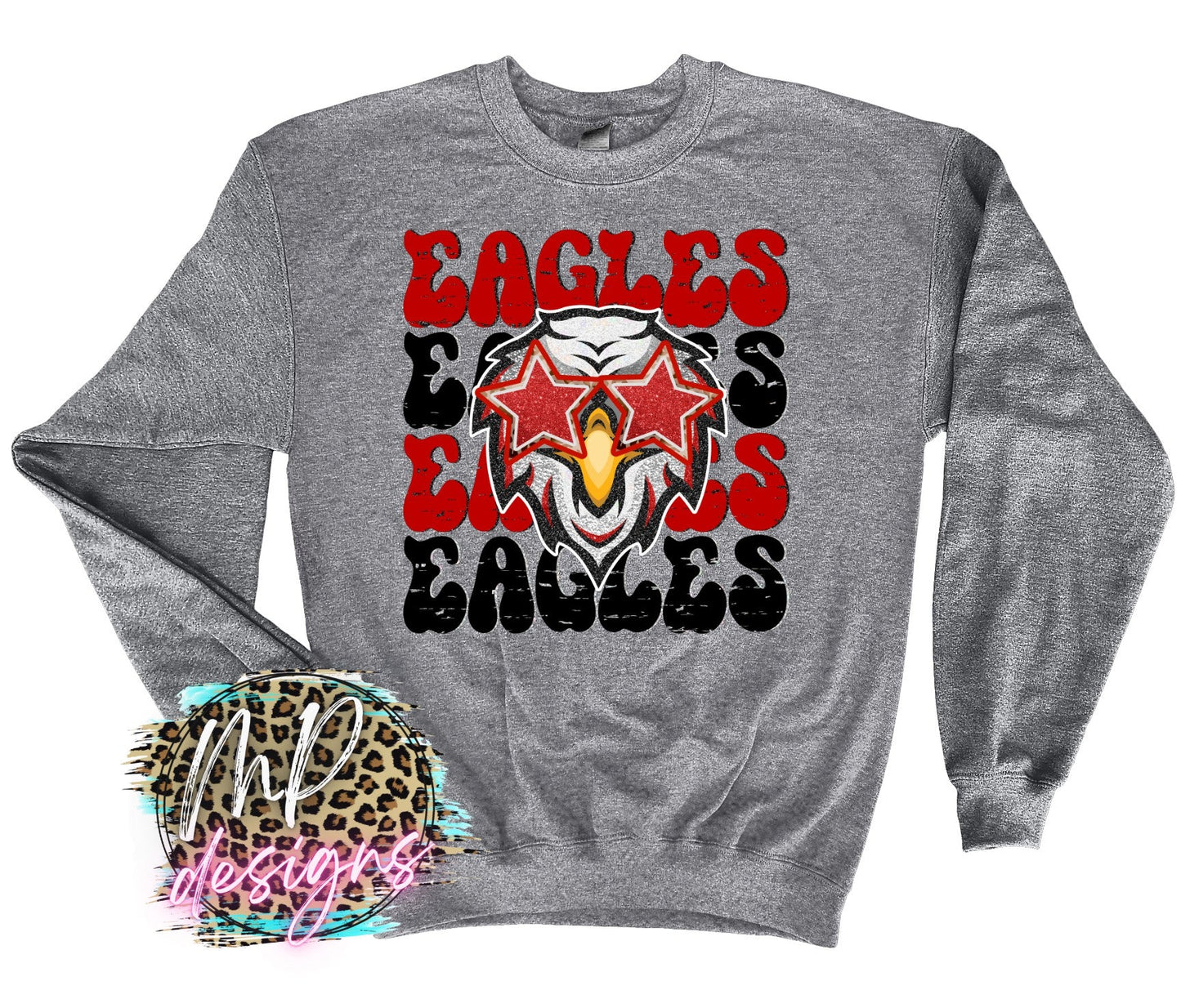 EAGLES PREPPY MASCOT RED LONG SLEEVE/SWEATSHIRT