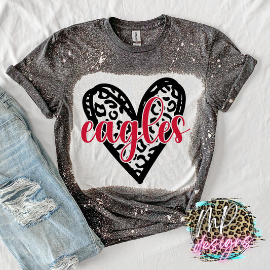 EAGLES RED LEOPARD HEART T-SHIRT