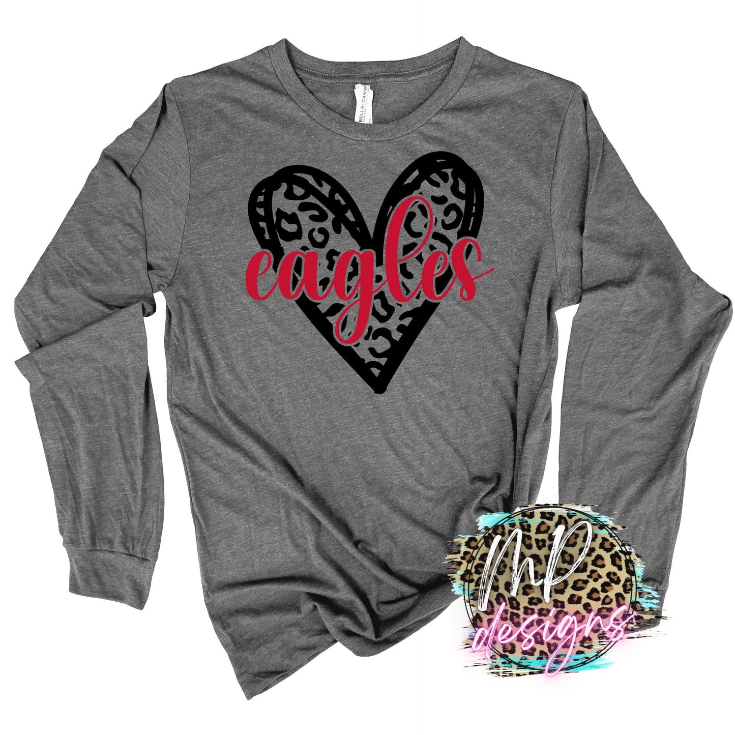EAGLES RED LEOPARD HEART LONG SLEEVE/SWEATSHIRT