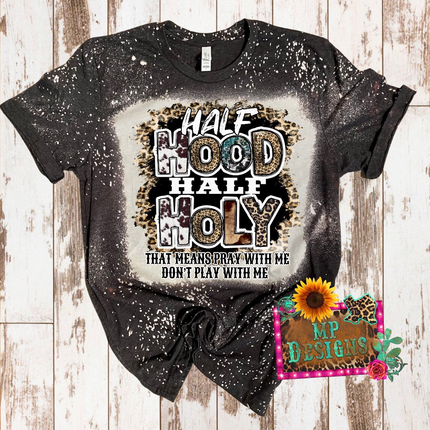 HALF HOOD HALF HOLY BLEACHED T-SHIRT