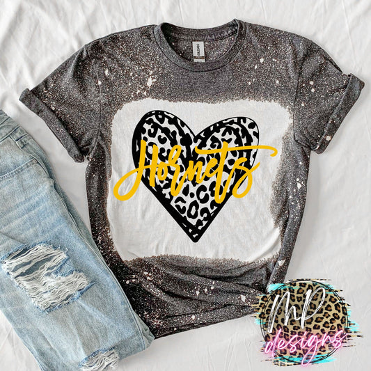 HORNETS LEOPARD HEART GOLD T-SHIRT