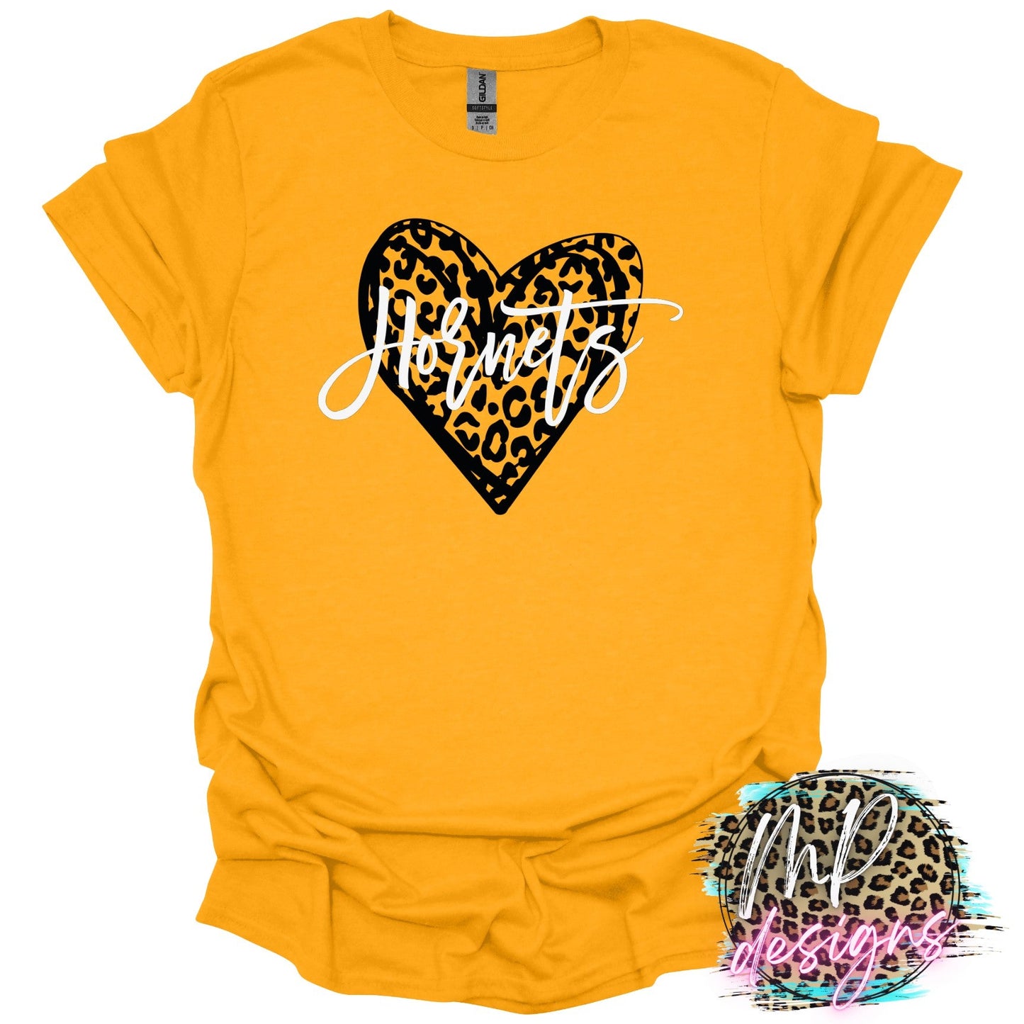 HORNETS LEOPARD HEART GOLD T-SHIRT