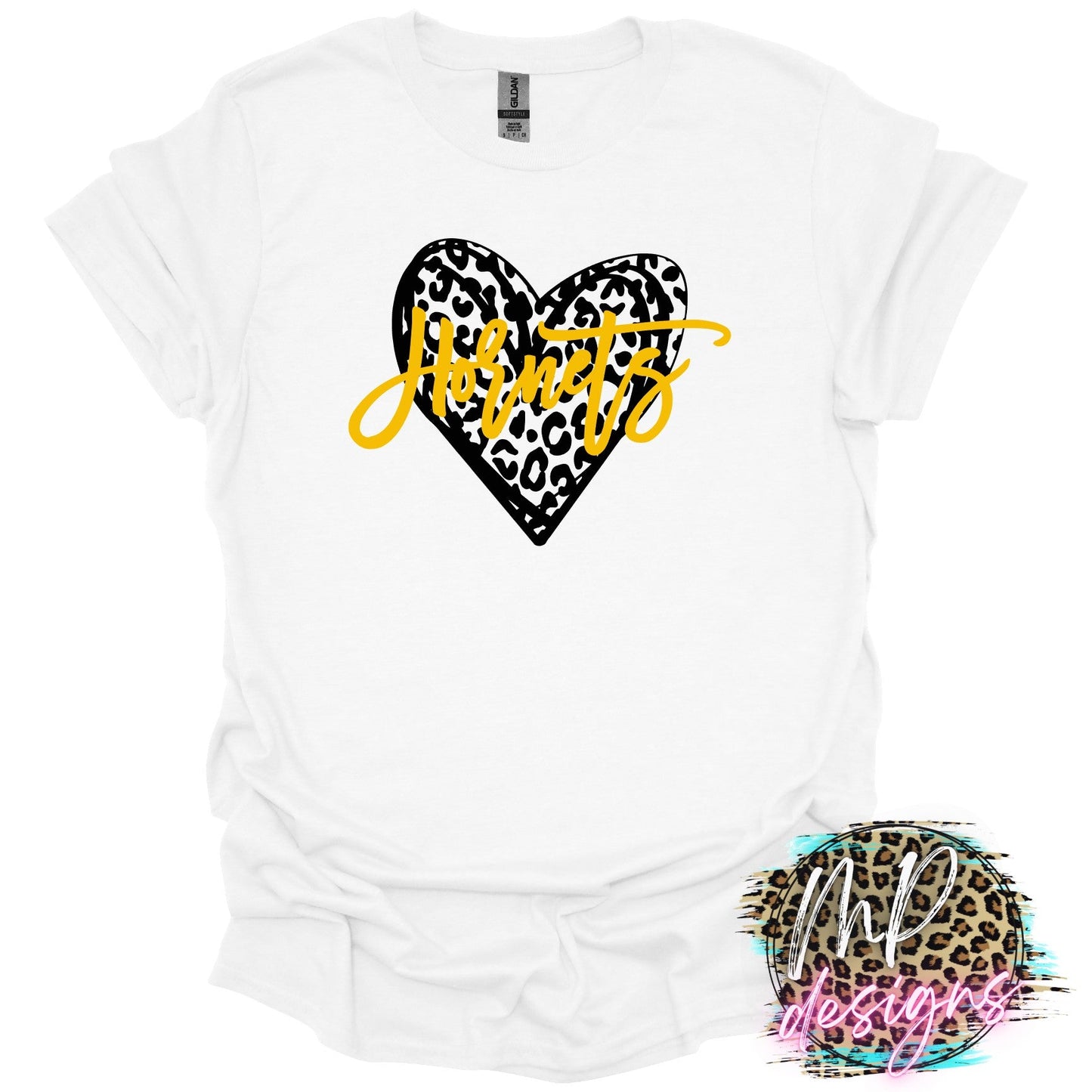 HORNETS LEOPARD HEART GOLD T-SHIRT