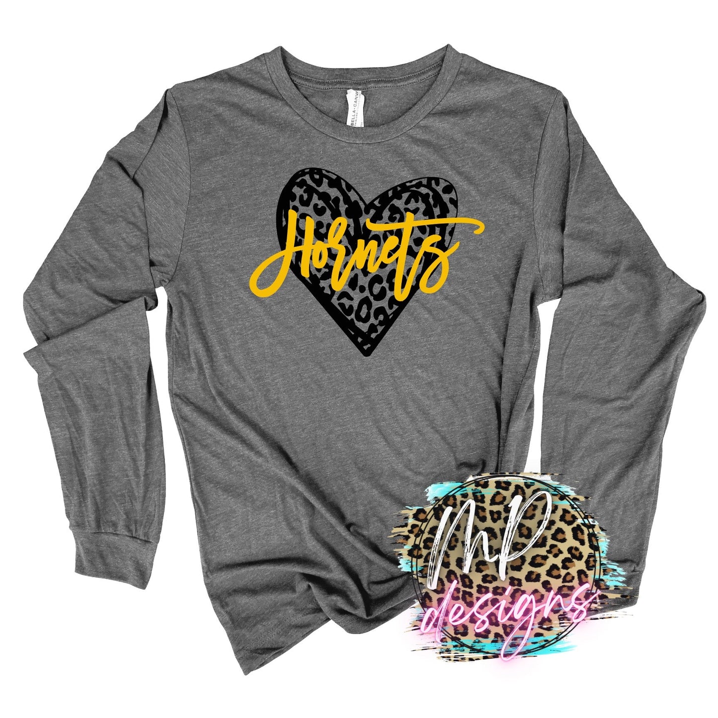 HORNETS LEOPARD HEART GOLD LONG SLEEVE/SWEATSHIRT