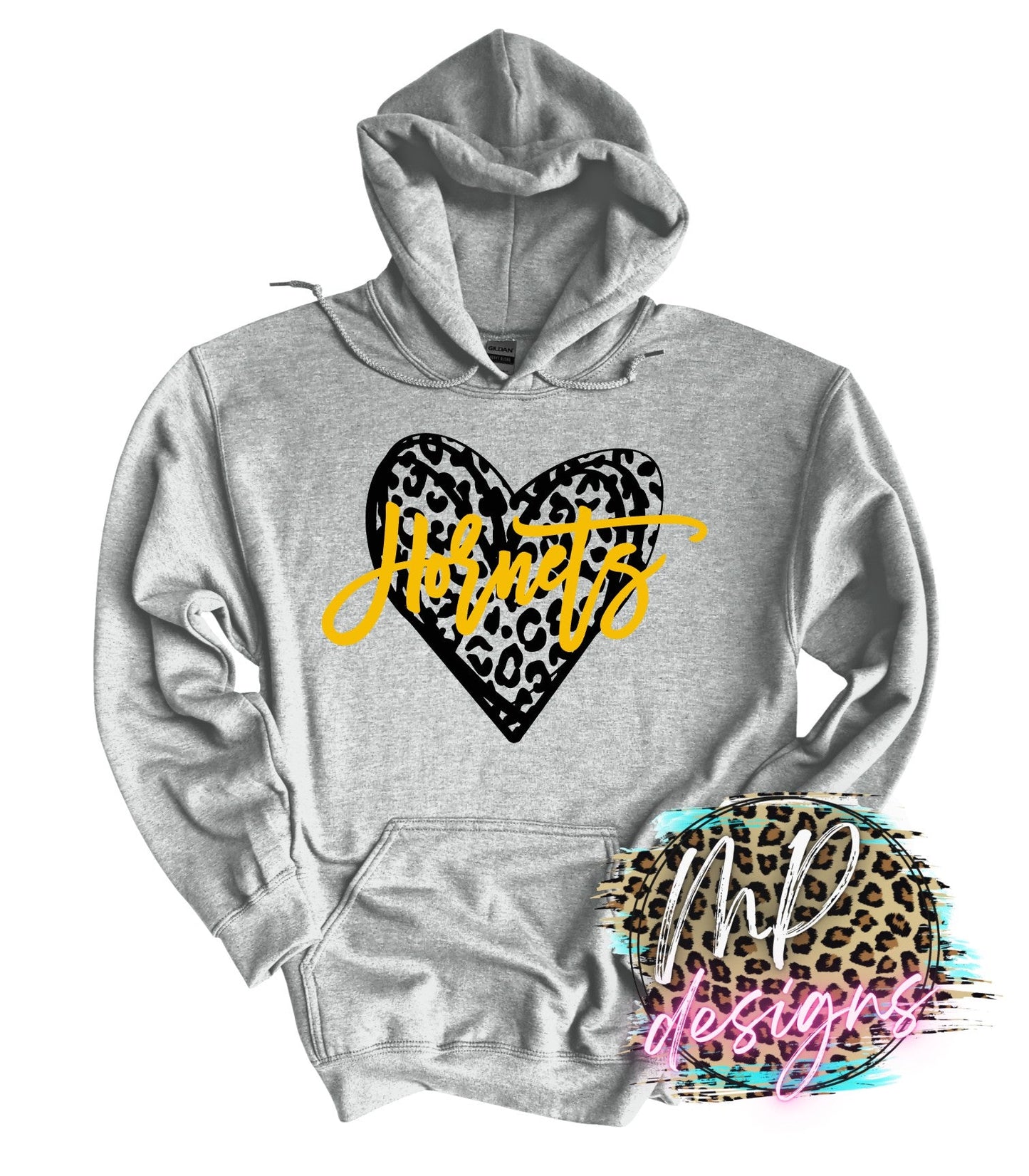 HORNETS LEOPARD HEART GOLD LONG SLEEVE/SWEATSHIRT