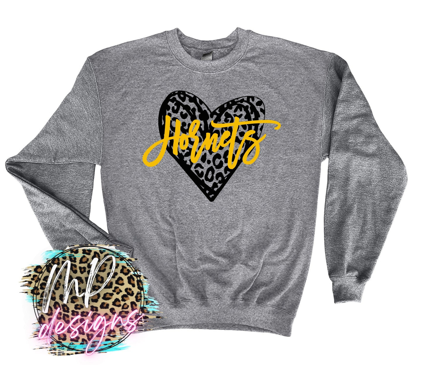 HORNETS LEOPARD HEART GOLD LONG SLEEVE/SWEATSHIRT