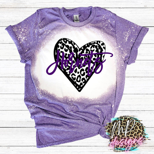 HORNETS LEOPARD HEART PURPLE T-SHIRT