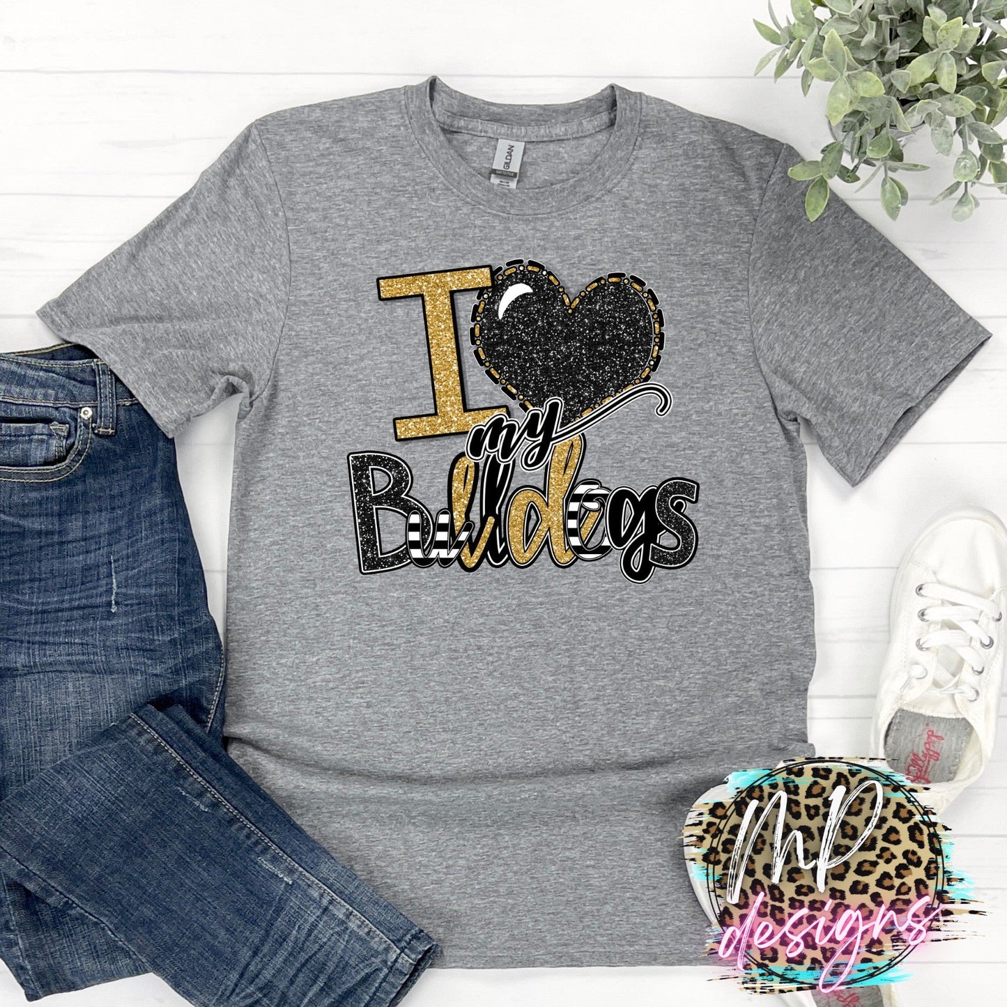I LOVE MY BULLDOGS GOLD T-SHIRT