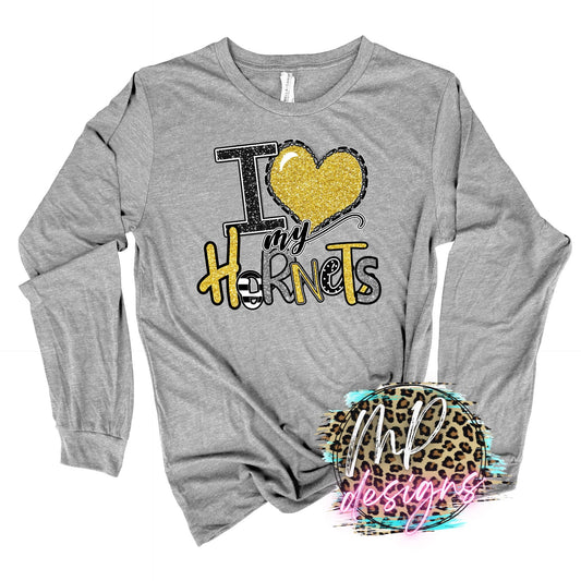 I LOVE MY HORNETS GOLD LONG SLEEVE/SWEATSHIRT