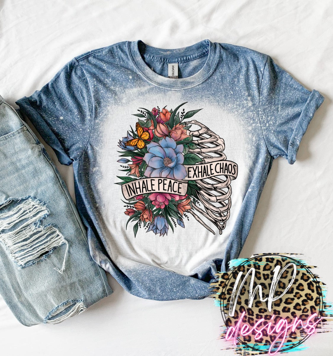 INHALE PEACE BLEACHED T-SHIRT