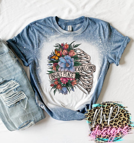 INHALE PEACE BLEACHED T-SHIRT
