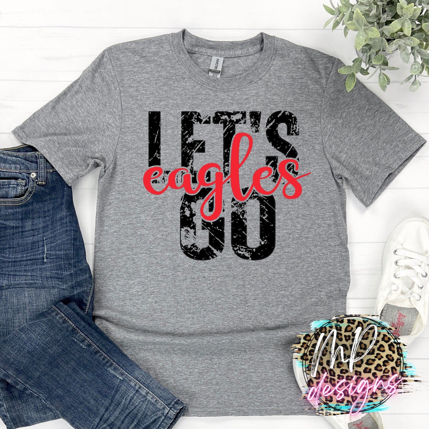 LET'S GO EAGLES RED T-SHIRT
